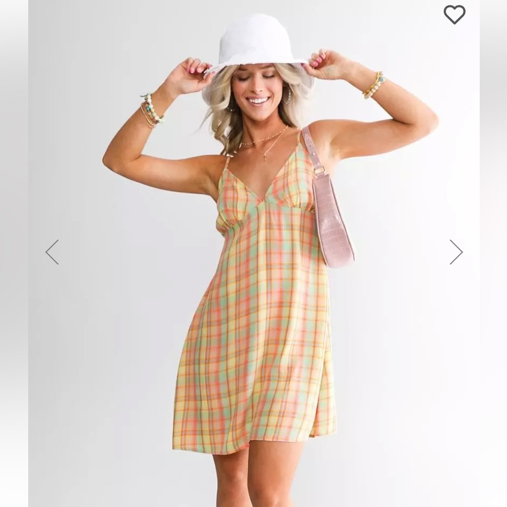 Billabong Just Add Sun Mini Plaid Dress XS